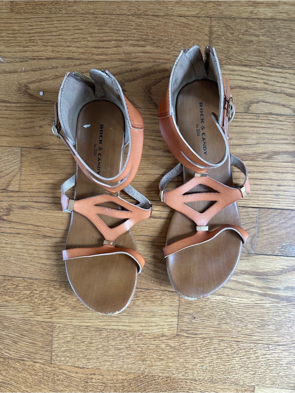 Rock & Candy Orange Strappy Cutout Women's Sandals